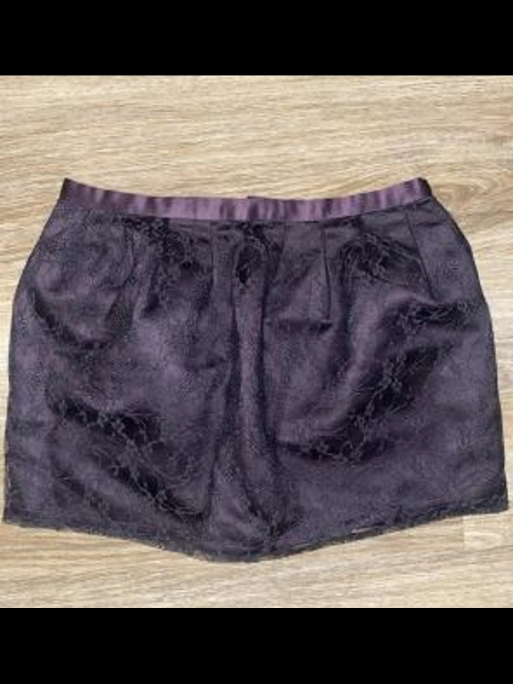 Heritage Plum Lace Mini Skirt with Satin Waistband